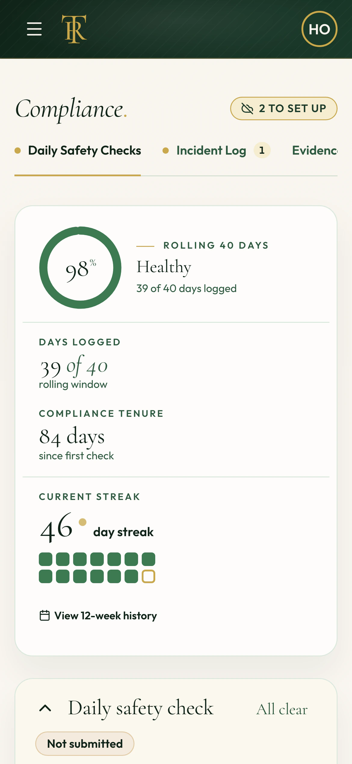 The daily safety check on a phone: each check is one tap.